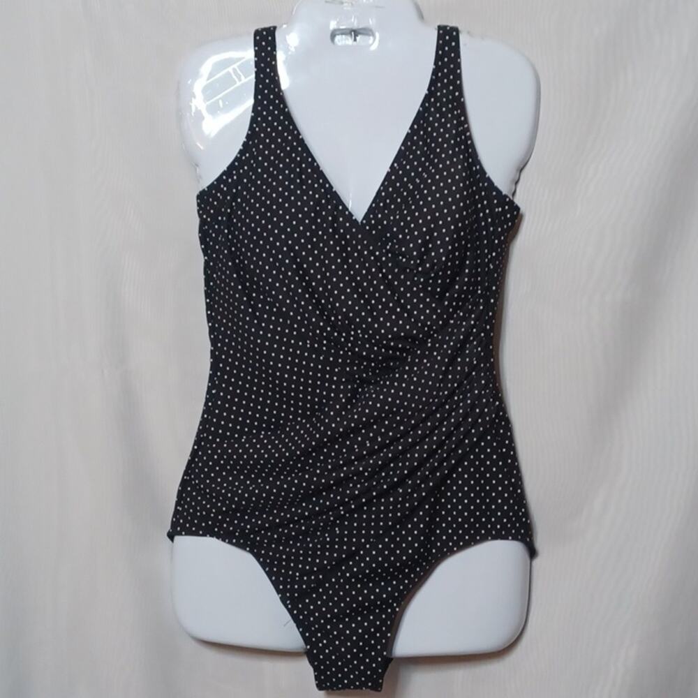 MIRACLESUIT Pin Point Oceanus Surplice One Piece Swimsuit. Size 14